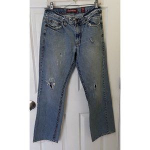 Aeropostale Jeans Men's 30x30 Distressed Straight Leg Light Wash Denim Blue